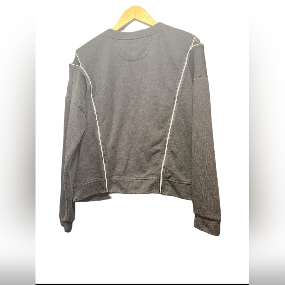 Lucky in Love Black Moto Zip Mesh Sweatshirt XL - Picture 3 of 5